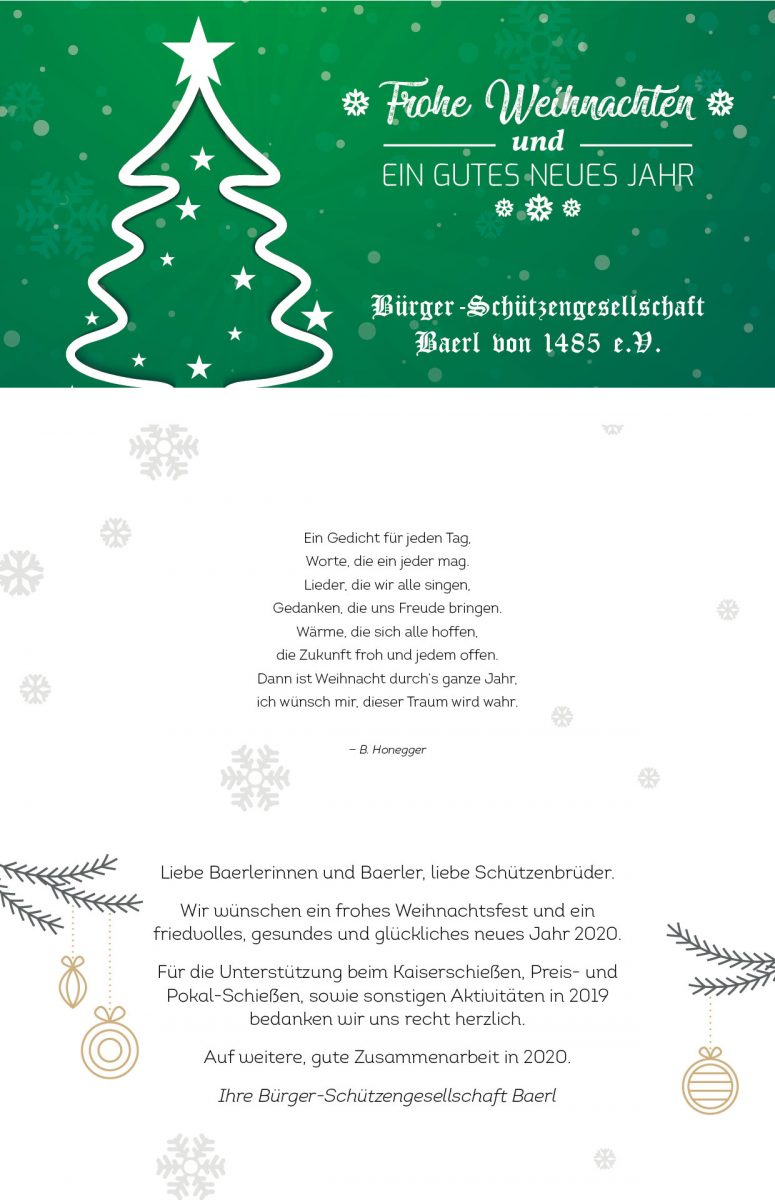 Frohe Weihnachten und ein gutes Neues Jahr
