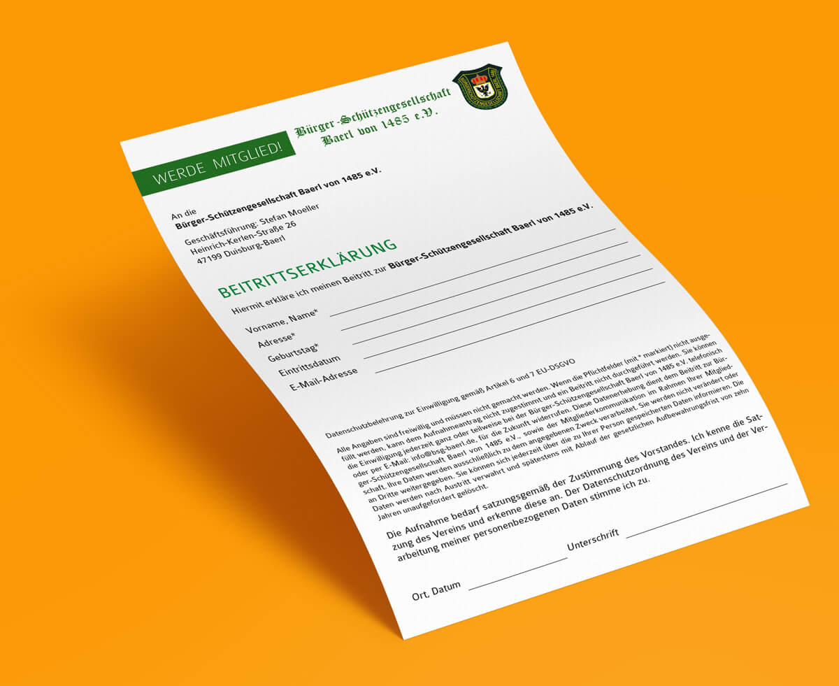 Mitglied werden, Beitrittserklärung ausfüllen