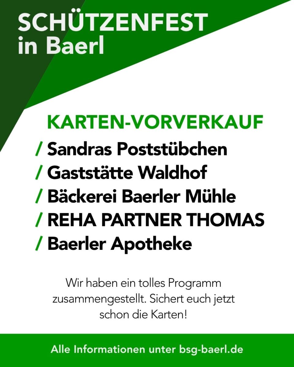 Kartenvorverkauf Schützenfest 2026